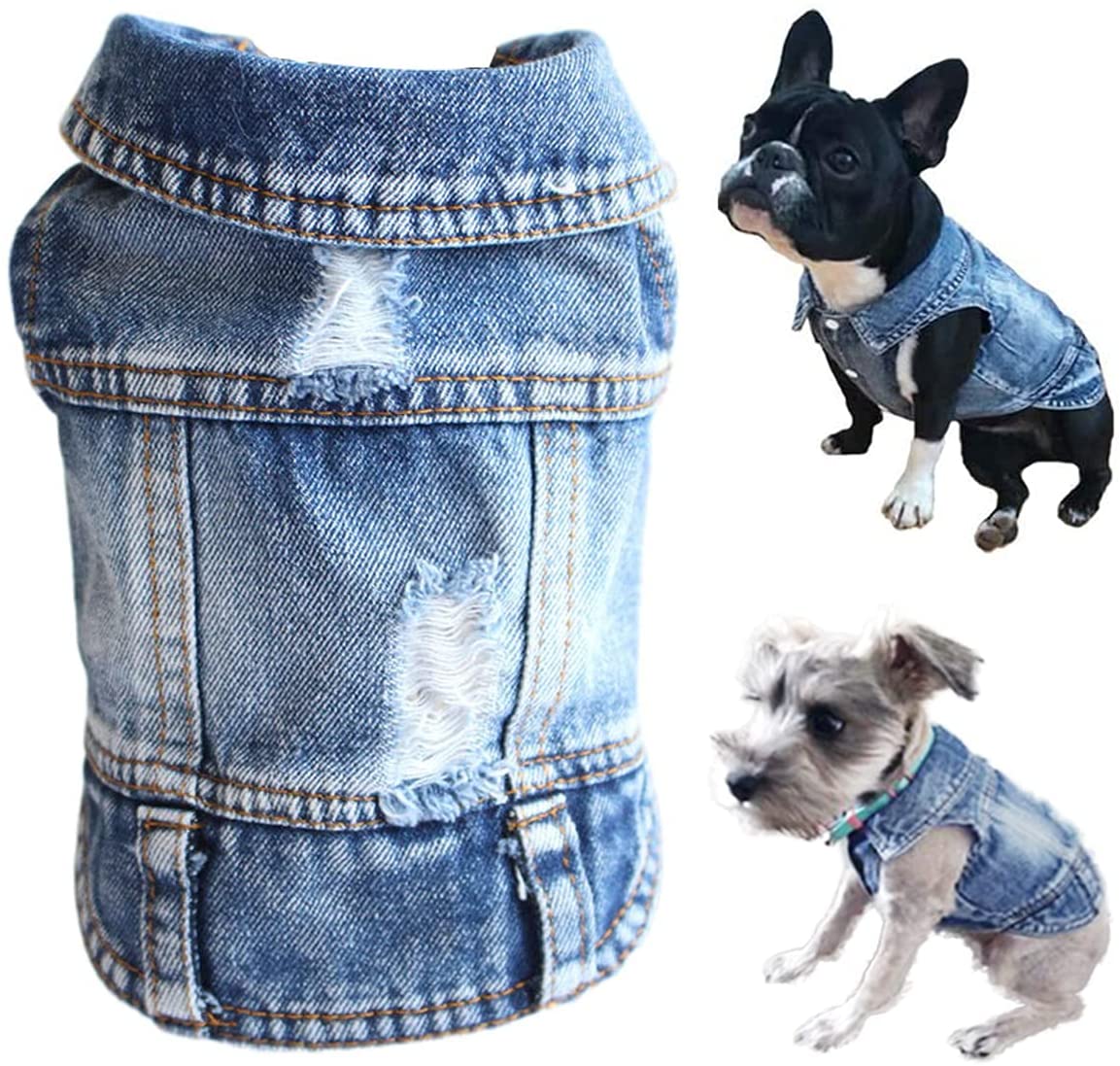 Pet Dog Cat Blue Denim Jeans Jacket Coat Vest - Tampa Home & Garden Store