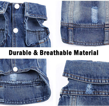 Pet Dog Cat Blue Denim Jeans Jacket Coat Vest - Tampa Home & Garden Store