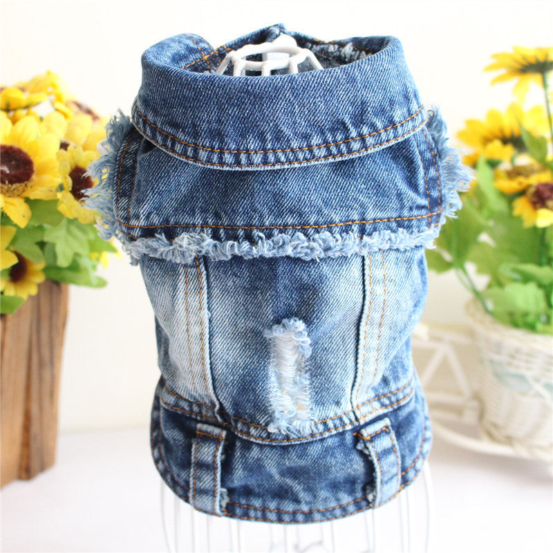 Pet Dog Cat Blue Denim Jeans Jacket Coat Vest - Tampa Home & Garden Store