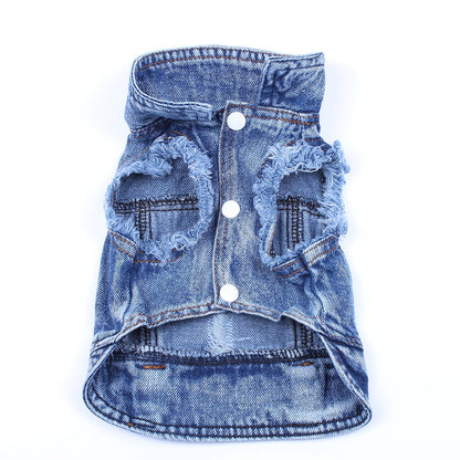 Pet Dog Cat Blue Denim Jeans Jacket Coat Vest - Tampa Home & Garden Store