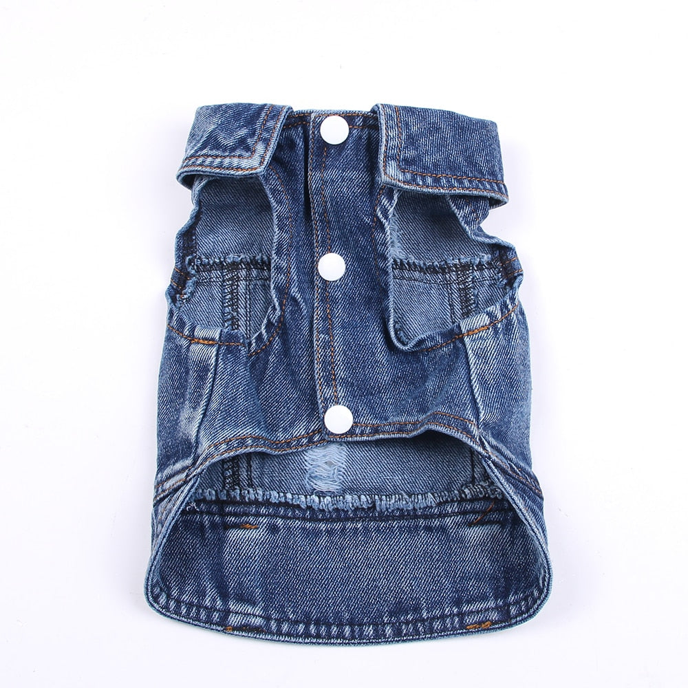 Pet Dog Cat Blue Denim Jeans Jacket Coat Vest - Tampa Home & Garden Store