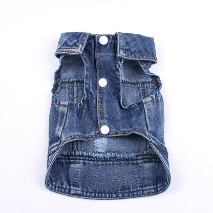 Pet Dog Cat Blue Denim Jeans Jacket Coat Vest - Tampa Home & Garden Store