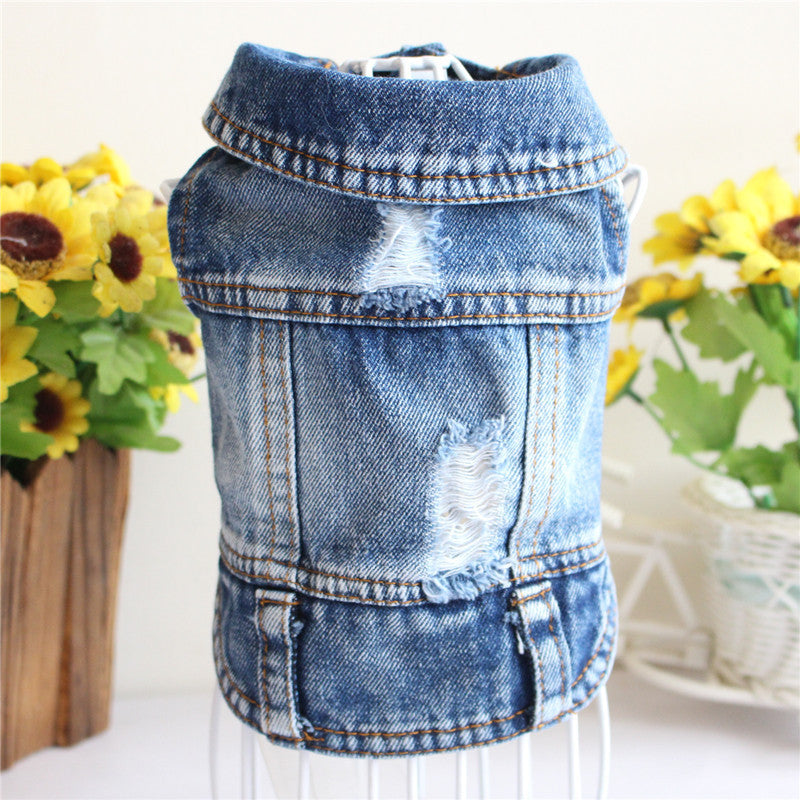 Pet Dog Cat Blue Denim Jeans Jacket Coat Vest - Tampa Home & Garden Store