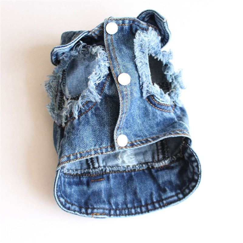 Pet Dog Cat Blue Denim Jeans Jacket Coat Vest - Tampa Home & Garden Store