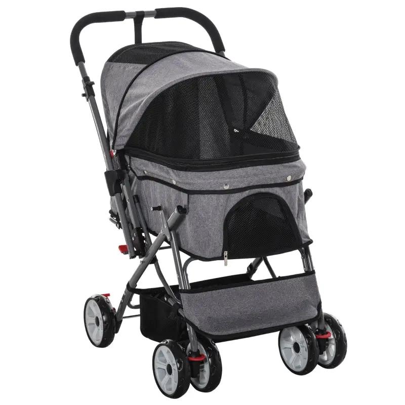 Pet Foldable Travel Carriage Stroller with Reversible Handle - Tampa Home & Garden Store