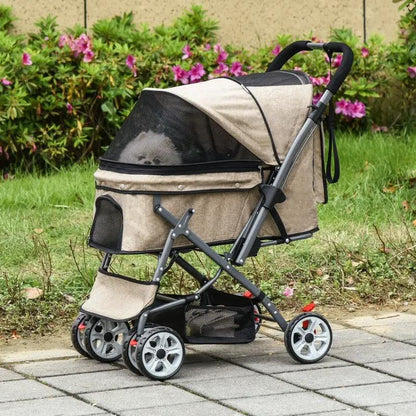 Pet Foldable Travel Carriage Stroller with Reversible Handle - Tampa Home & Garden Store