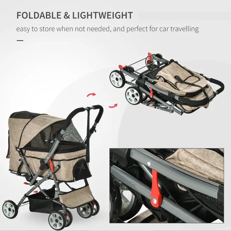 Pet Foldable Travel Carriage Stroller with Reversible Handle - Tampa Home & Garden Store