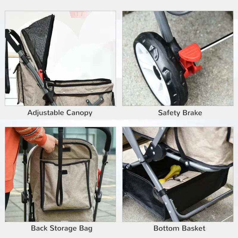 Pet Foldable Travel Carriage Stroller with Reversible Handle - Tampa Home & Garden Store