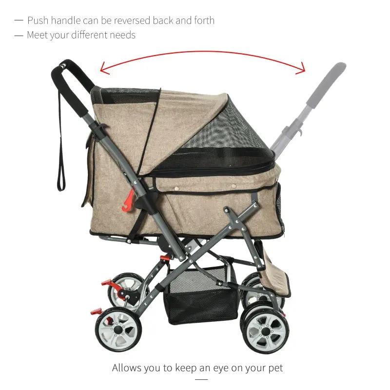 Pet Foldable Travel Carriage Stroller with Reversible Handle - Tampa Home & Garden Store