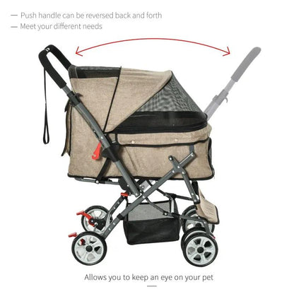 Pet Foldable Travel Carriage Stroller with Reversible Handle - Tampa Home & Garden Store