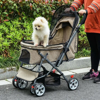 Pet Foldable Travel Carriage Stroller with Reversible Handle - Tampa Home & Garden Store
