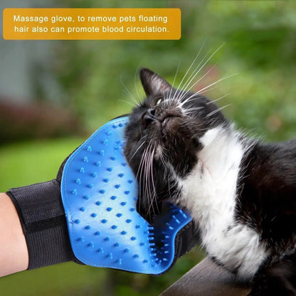 Pet Grooming Gloves Brush Dog Cat Hair Remover Mitt Massage Deshedding 1 Pair Blue - Tampa Home & Garden Store