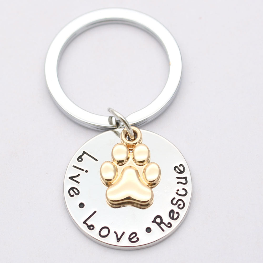Pet Lover Dog Paw Necklace or Keychain "Live · Love · Rescue" - Tampa Home & Garden Store