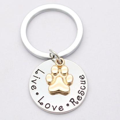 Pet Lover Dog Paw Necklace or Keychain "Live · Love · Rescue" - Tampa Home & Garden Store
