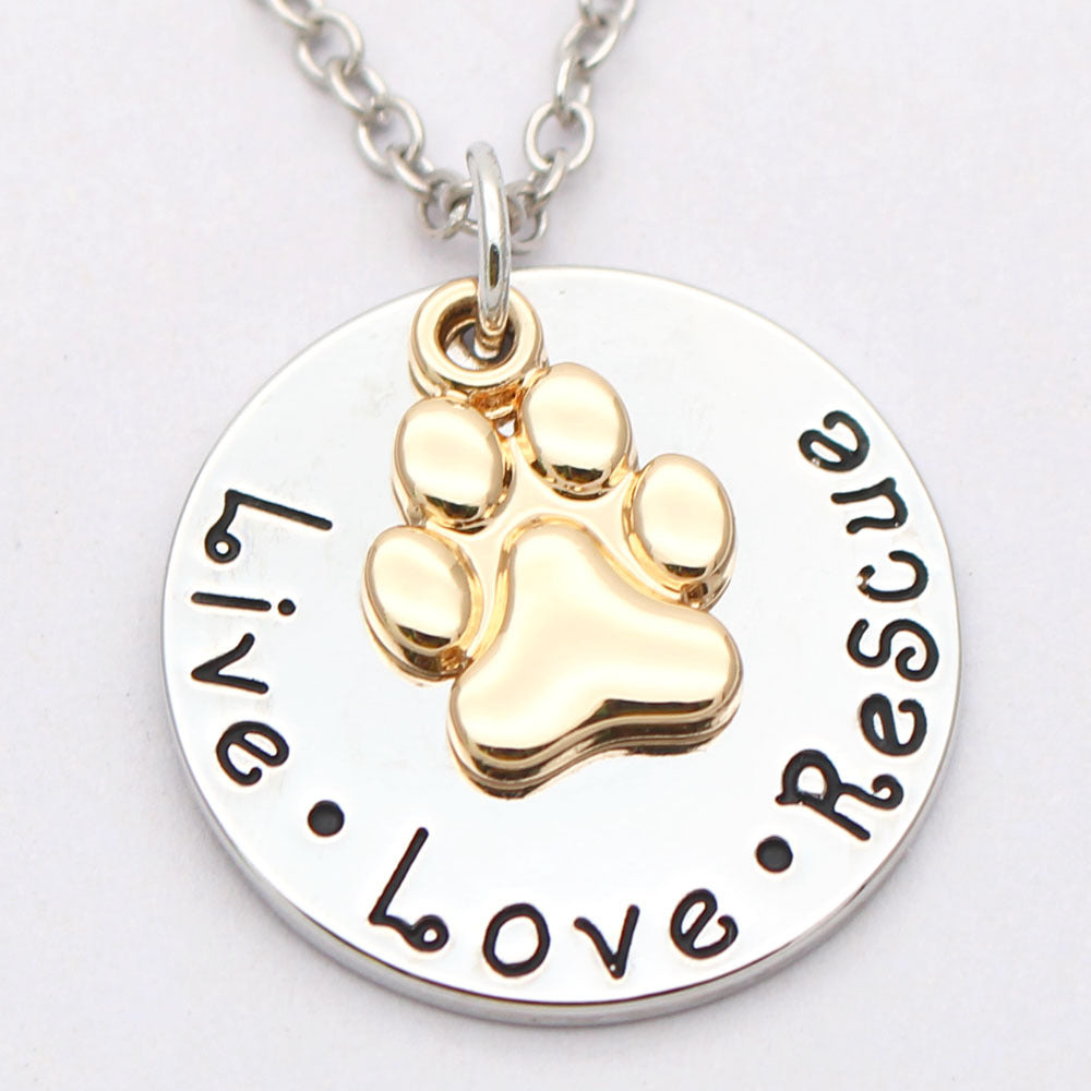 Pet Lover Dog Paw Necklace or Keychain "Live · Love · Rescue" - Tampa Home & Garden Store