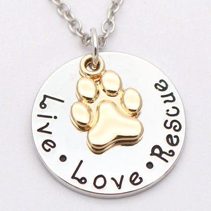 Pet Lover Dog Paw Necklace or Keychain "Live · Love · Rescue" - Tampa Home & Garden Store