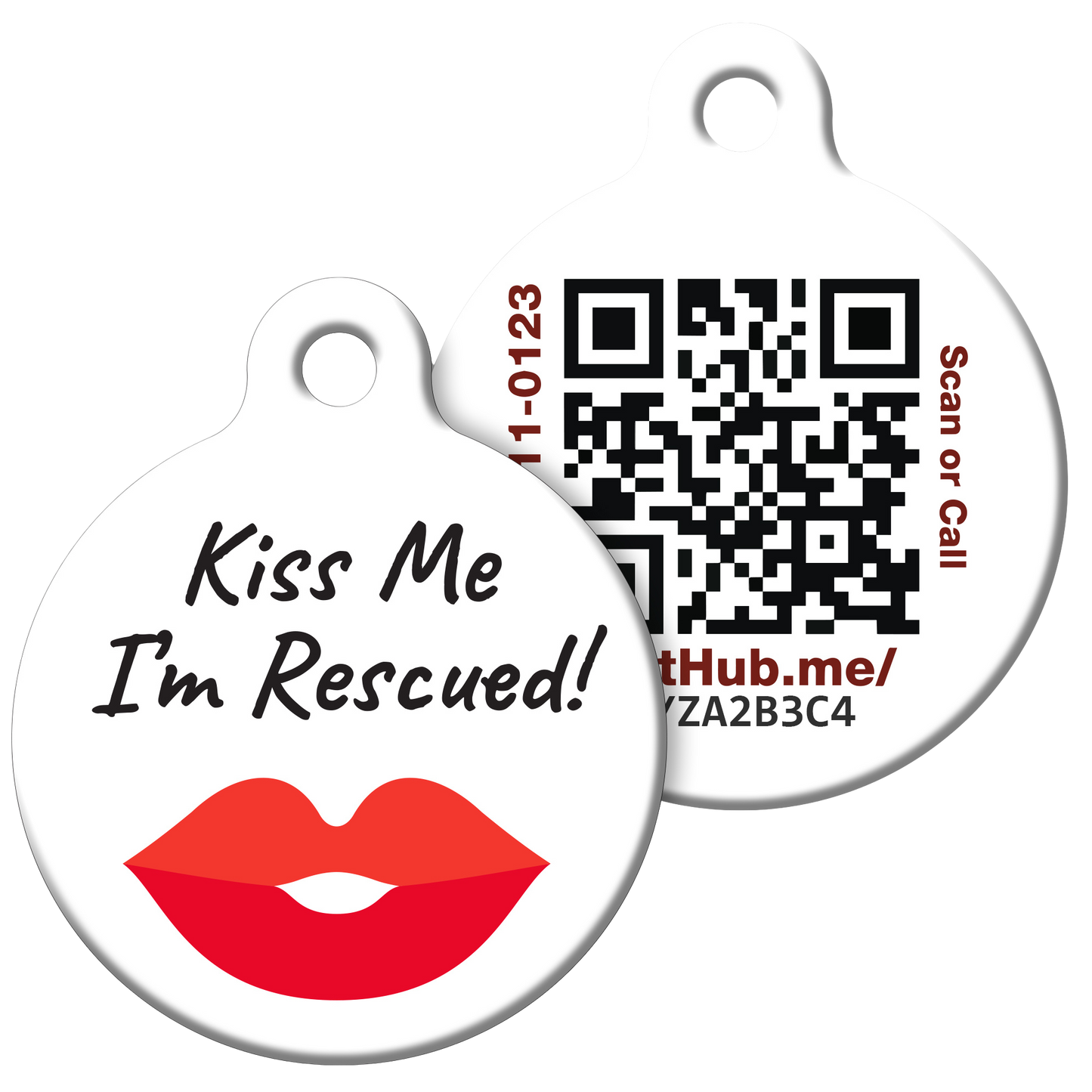 PetHub QR ID Pet Tag - KIss Me I'm Rescued - Tampa Home & Garden Store