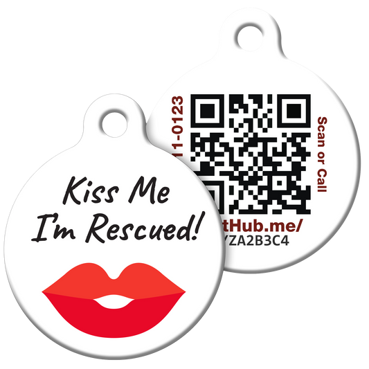 PetHub QR ID Pet Tag - KIss Me I'm Rescued - Tampa Home & Garden Store