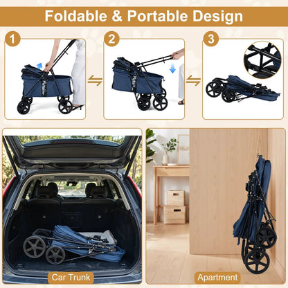 Foldable Pet Stroller for Small Dogs Brake