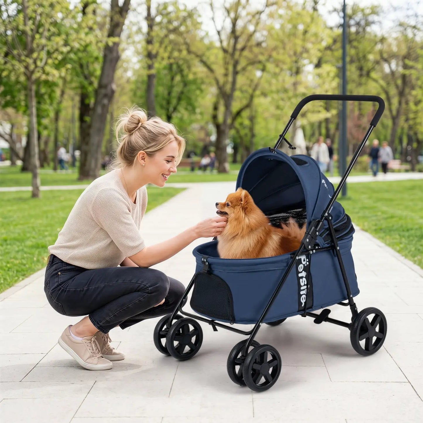 Foldable Pet Stroller for Small Dogs Brake