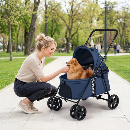 Foldable Pet Stroller for Small Dogs Brake