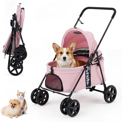 Foldable Pet Stroller for Small Dogs Brake