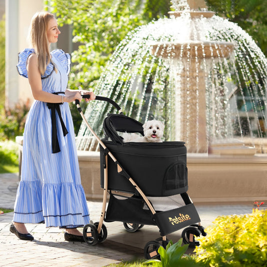 3-In-1 Pet Stroller with Removable Car Seat Carrier-Black - Tampa Home & Garden Store