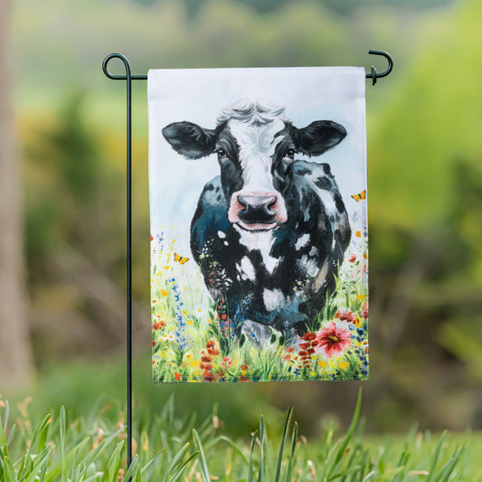 Petal & Plow Floral Cow Burlap Garden Flag - Tampa Home & Garden Store