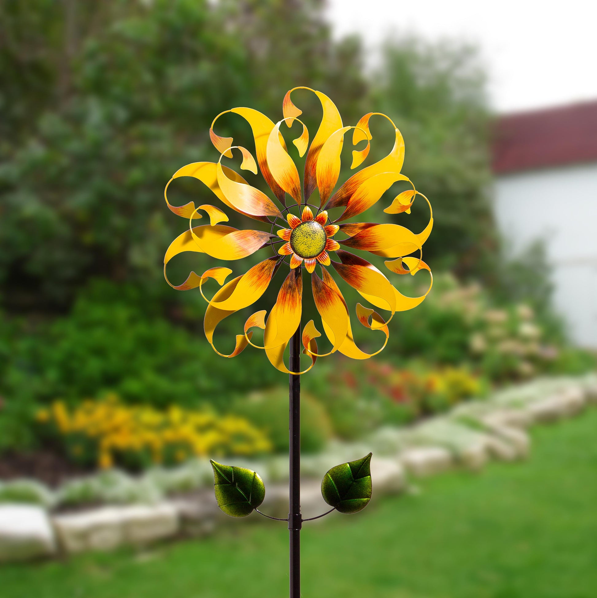 Petal & Plow Wind Spinner, Sunflower Design, 75"H - Tampa Home & Garden Store