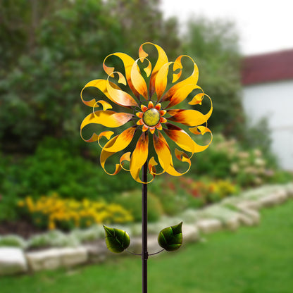 Petal & Plow Wind Spinner, Sunflower Design, 75"H - Tampa Home & Garden Store