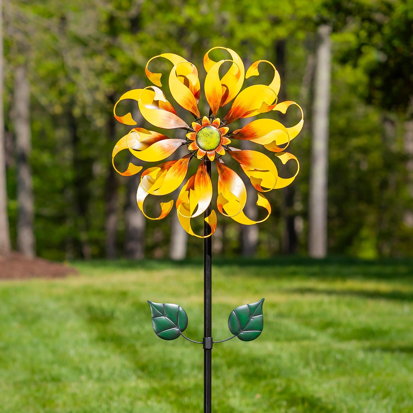 Petal & Plow Wind Spinner, Sunflower Design, 75"H - Tampa Home & Garden Store