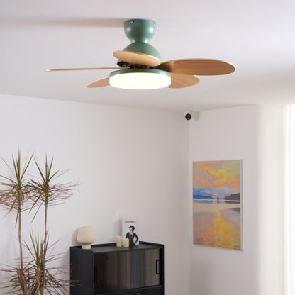 Petal-Shaped Ceiling Fan with LED Light and remote, housing natural wood blades Moktan Sabai on Tampa Home & Garden Store