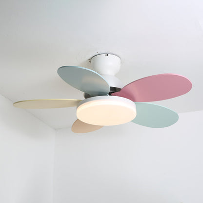 Petal-Shaped Ceiling Fan with LED Light and Remote by Moktan Sabai; pastel-colored blades on Tampa Home & Garden Store
