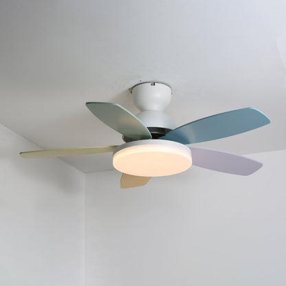 Petal-Shaped Ceiling Fan with LED light and remote, Moktan Sabai pastel blades, quiet DC motor on Tampa Home & Garden Store