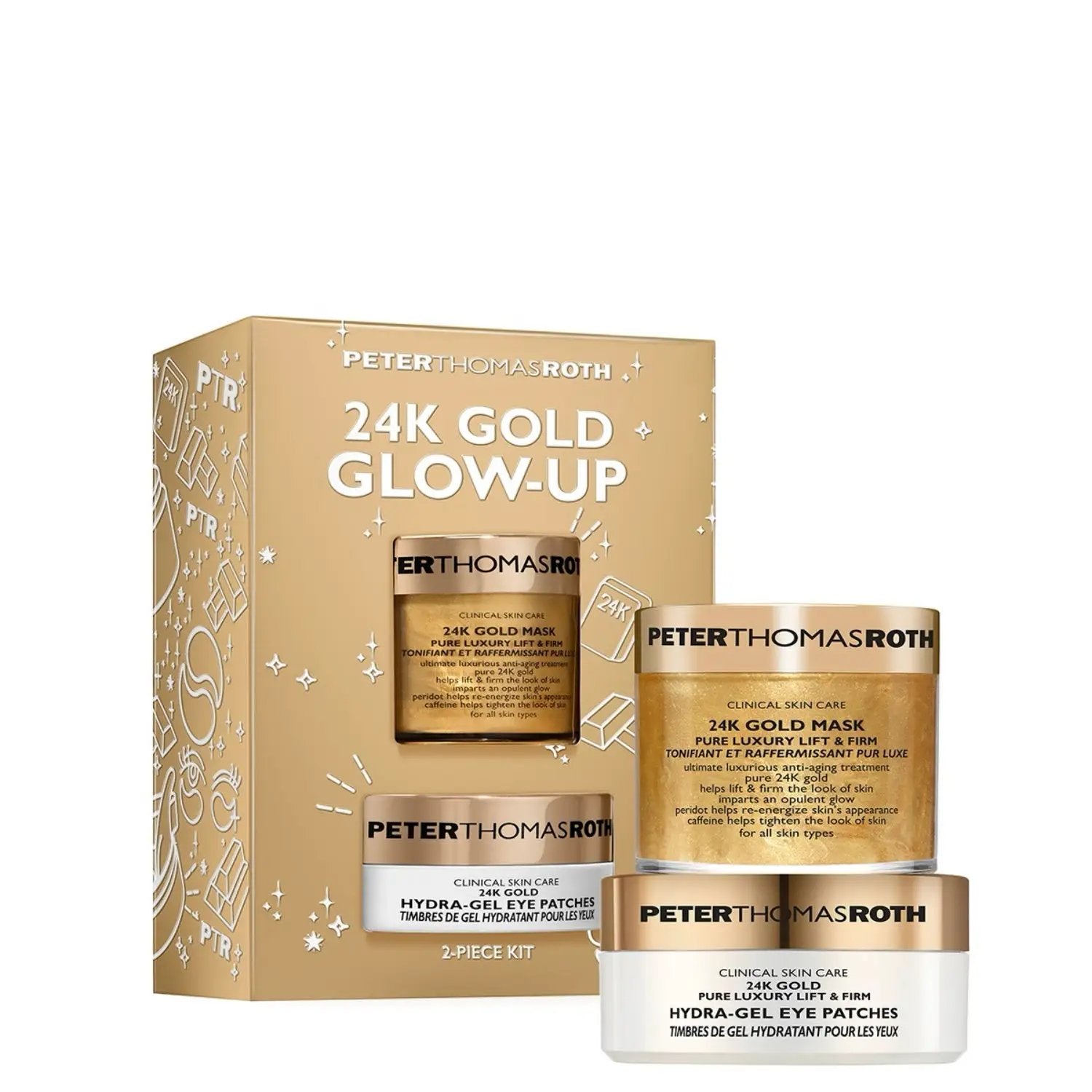 Peter Thomas Roth 24K Gold Glow-Up Duo skincare set with 24K Gold Mask and HydraGel Eye Patches on Tampa Home & Garden Store