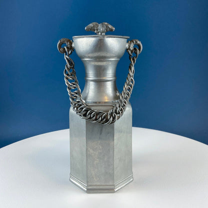 Pewter Jug with Ram Details & Chain. Swiss Aarau Hand Made Tankard Pitcher Vase. For Dry or Live Flowers. Rustic Home Display. Gift for Dad. - Tampa Home & Garden Store