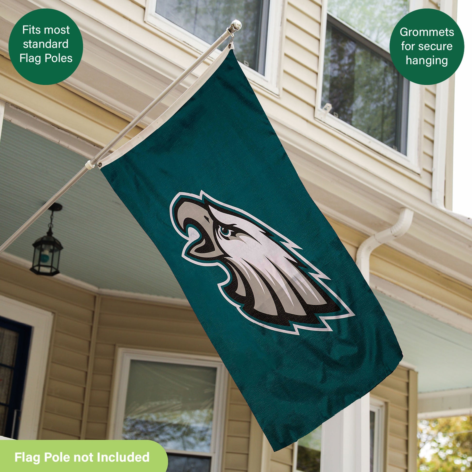 Philadelphia Eagles Single Sided Estate Flag with 2 Grommets, 3'x5' - Tampa Home & Garden Store