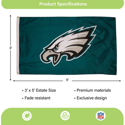 Philadelphia Eagles Single Sided Estate Flag with 2 Grommets, 3'x5' - Tampa Home & Garden Store