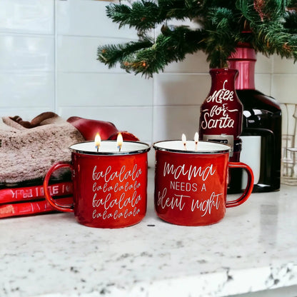 16oz Holiday Candle Mug in Red Metal Choose Scent