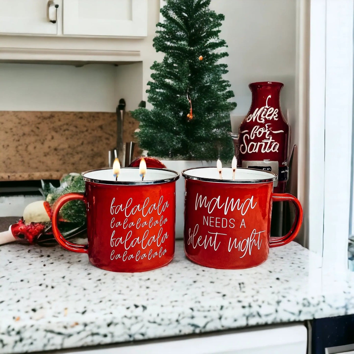 16oz Holiday Candle Mug in Red Metal Choose Scent
