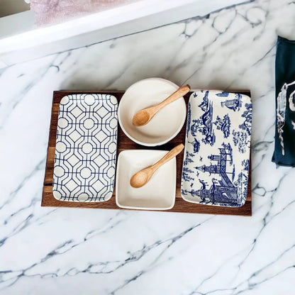 Chinoiserie Tapas Serving Set With Blue and White