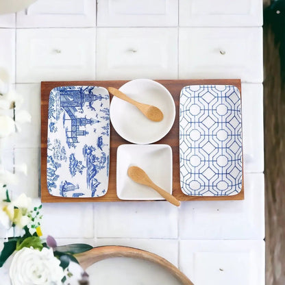 Chinoiserie Tapas Serving Set With Blue and White