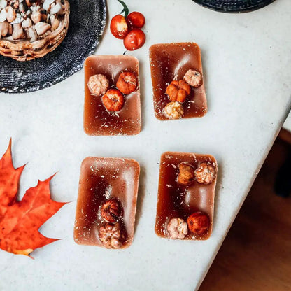 Gia Roma Autumn Pumpkin Pecan Waffles wax melts, 4 brown tarts with pecan toppings on Tampa Home & Garden Store