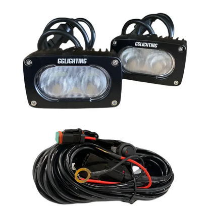 GP10 offroad LED pod bundle for two by GGLighting with black housing and included wiring harness on Tampa Home & Garden Store