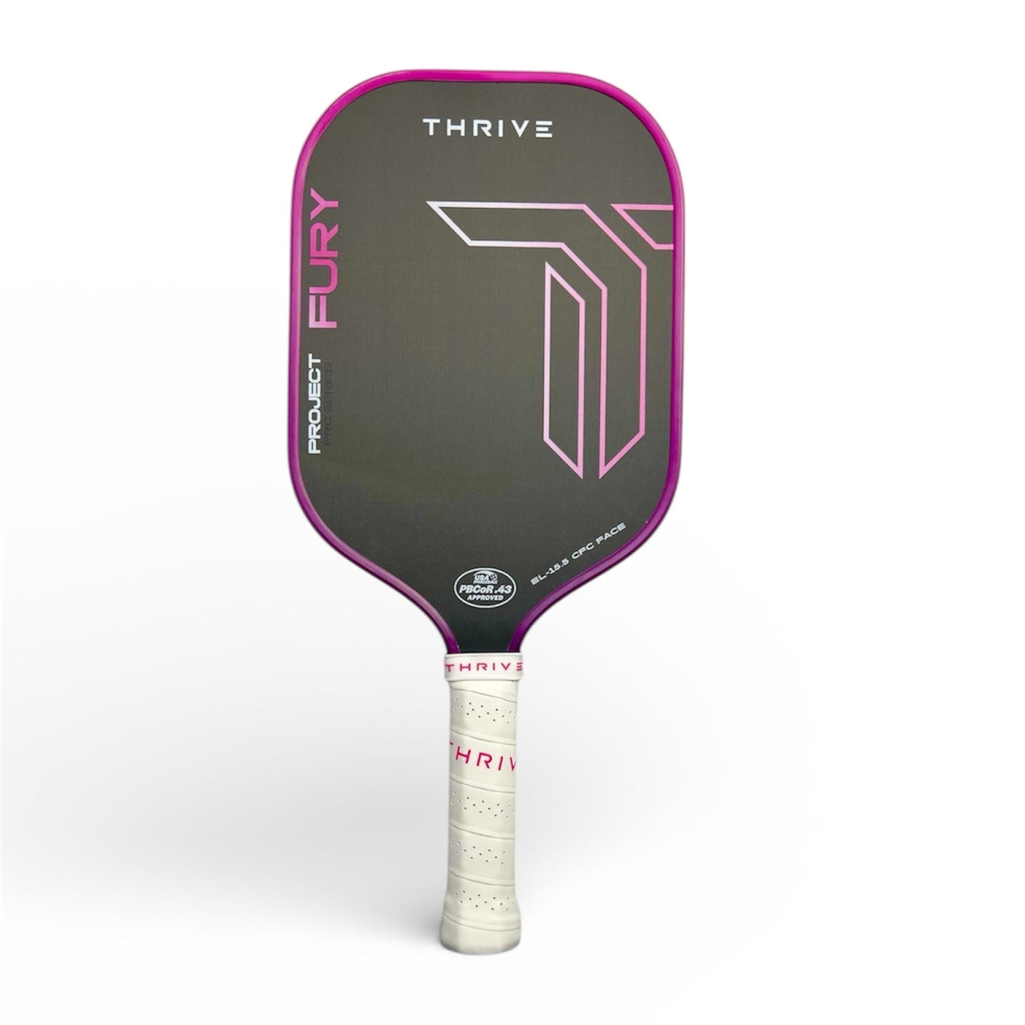 FURY Elongated 15.5mm paddle gray face pink edge white grip Thrive Pickleball on Tampa Home & Garden Store