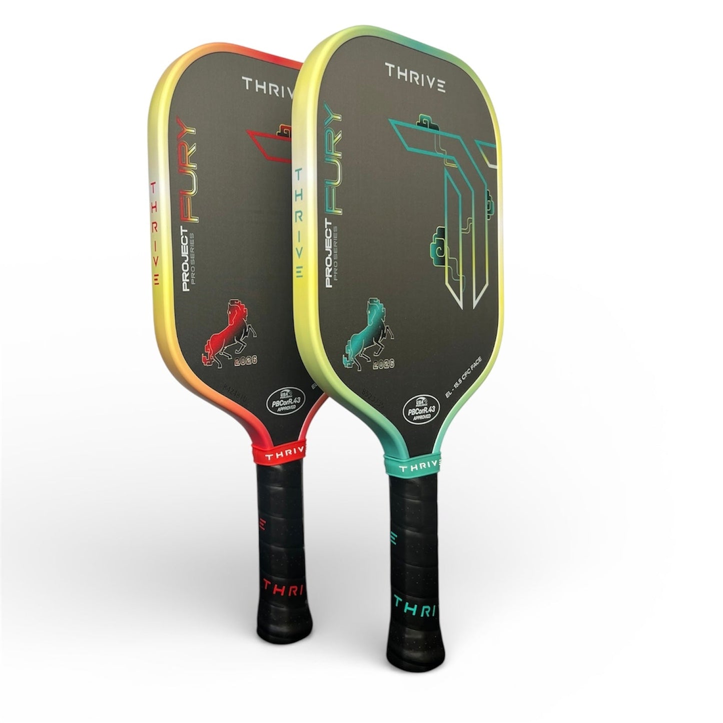 Thrive Pickleball Fury EL 15.5mm paddle pair with neon-yellow/green edge trim on Tampa Home & Garden Store