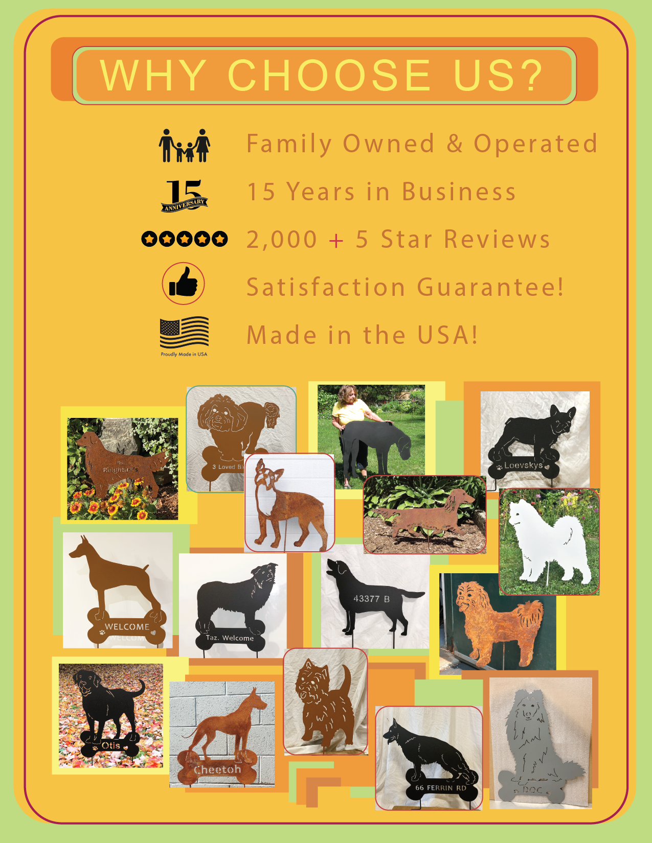 American Eskimo Dog garden stake by Rustica Ornamentals metal dog silhouettes for lawn ornaments on Tampa Home & Garden Store