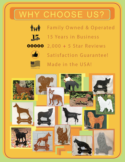 Chihuahua garden stake or wall hanging by Rustica Ornamentals; multiple dog silhouette lawn ornaments on Tampa Home & Garden Store