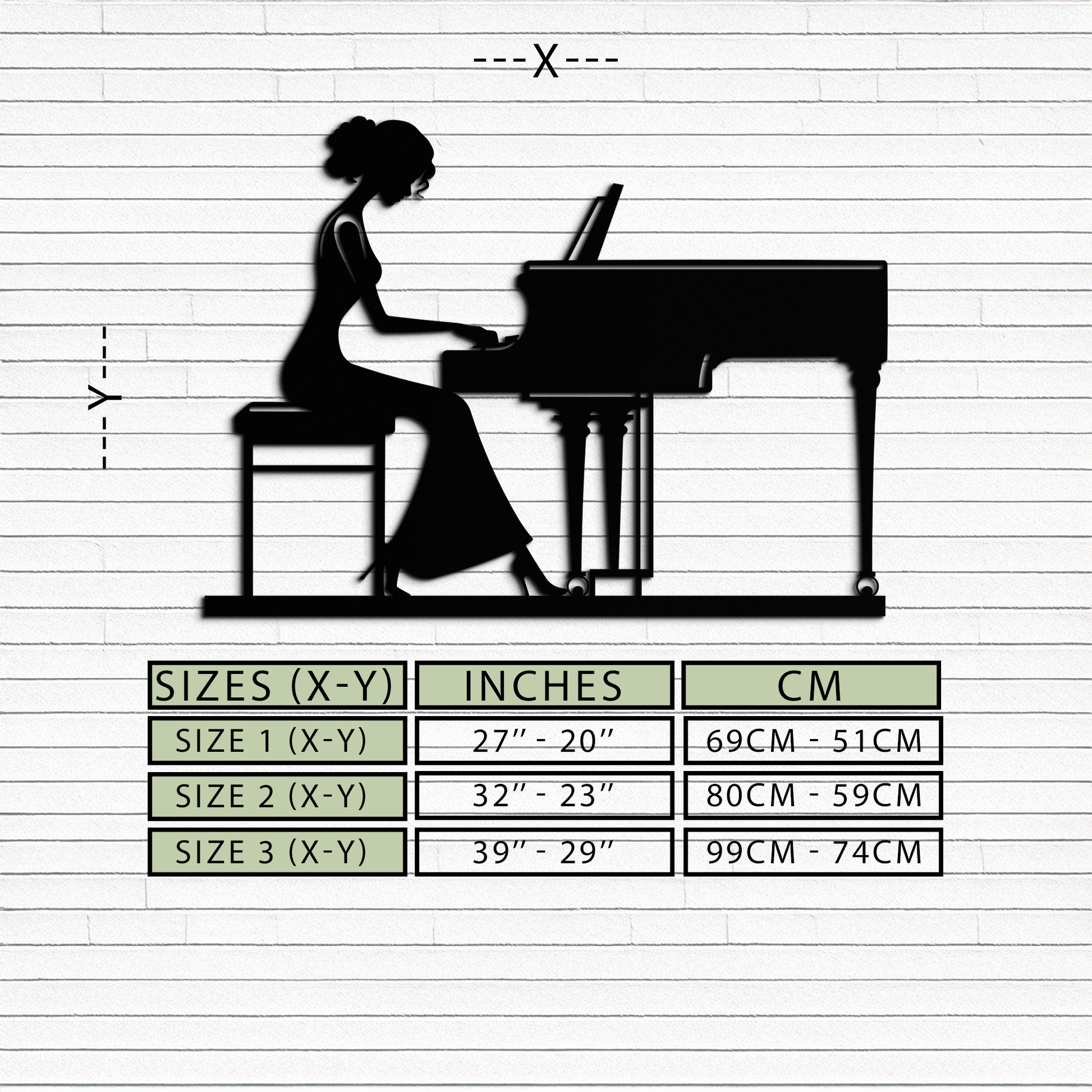 Pianist Woman Metal Wall Art – Elegant Music-Inspired Steel Silhouette for Modern Home Decor- KAF345 - Tampa Home & Garden Store