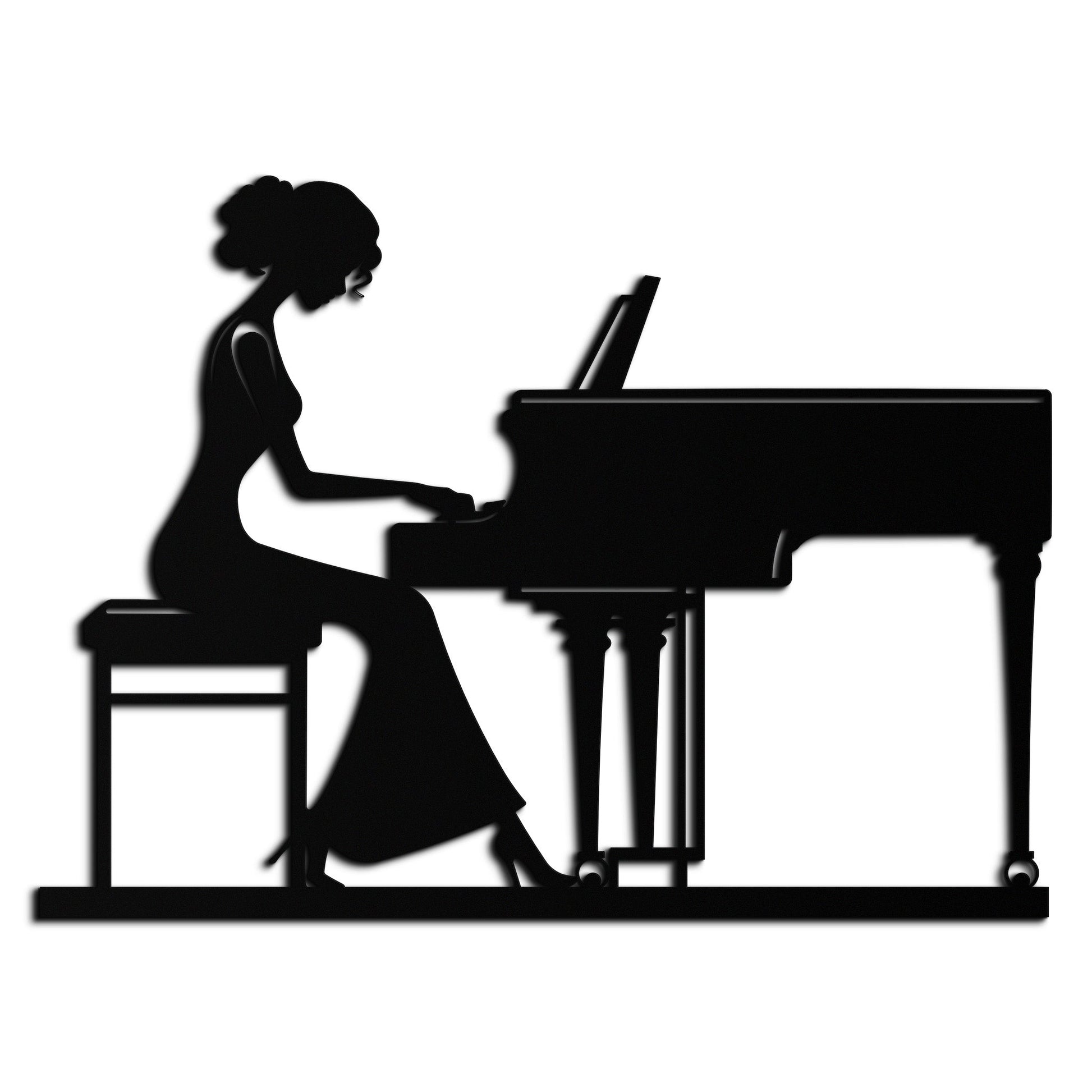 Pianist Woman Metal Wall Art – Elegant Music-Inspired Steel Silhouette for Modern Home Decor- KAF345 - Tampa Home & Garden Store